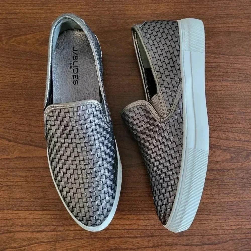 J Slides Woven Metallic Leather Upper Casual Mini… - image 4